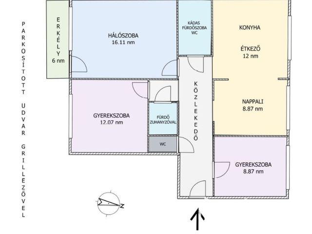 Egy nappali, három szoba, két parkolóhely egy helyen.